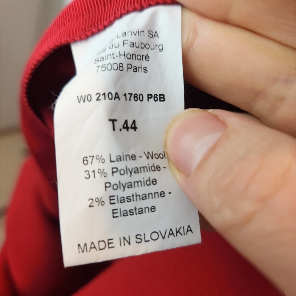 Lanvin Red Wool Raw Seam Asymmetric Dress size 12(44fr) in EUC - Picture 11 of 16